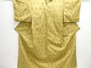 井桁模様織り出し手織り紬単衣着物